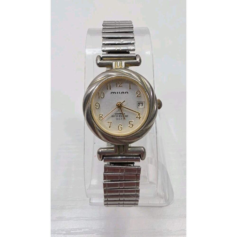 Vintage Milan Silver Tone Ladies Wrist Watch Stretch Band New Battery W167